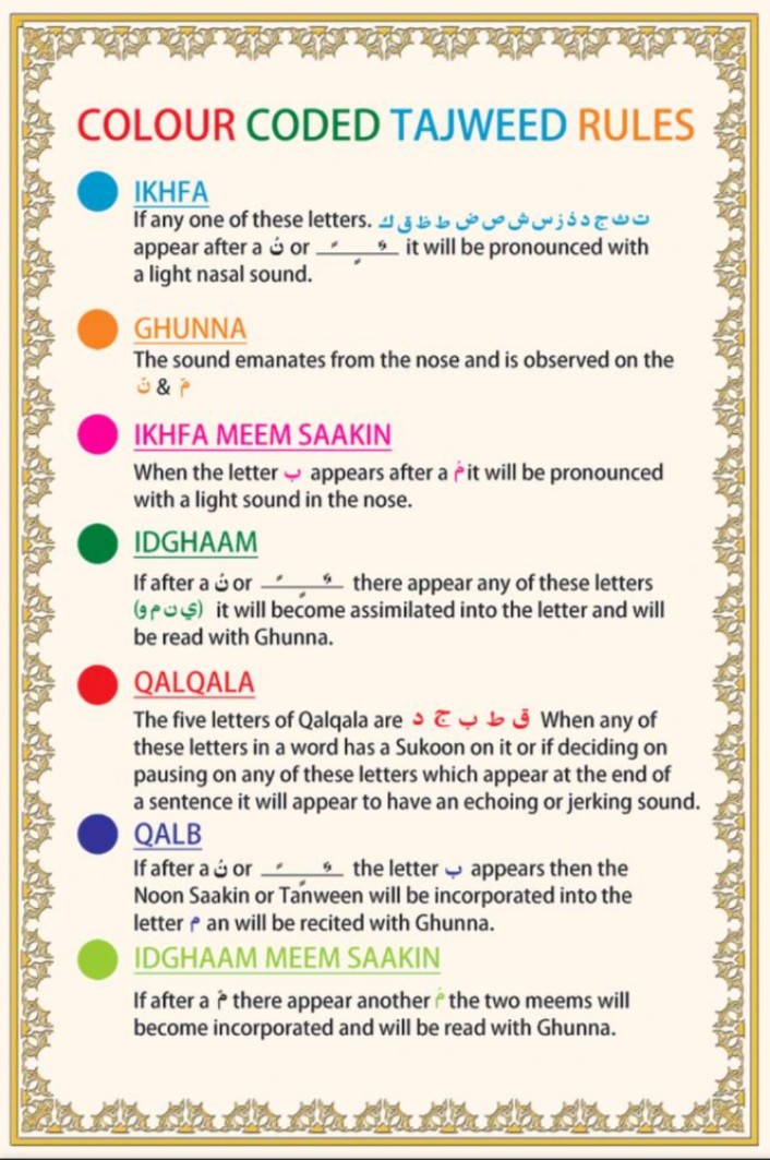 Quran With Beautiful Color Coded Tajweed Rules (القرآن مع التجويد)